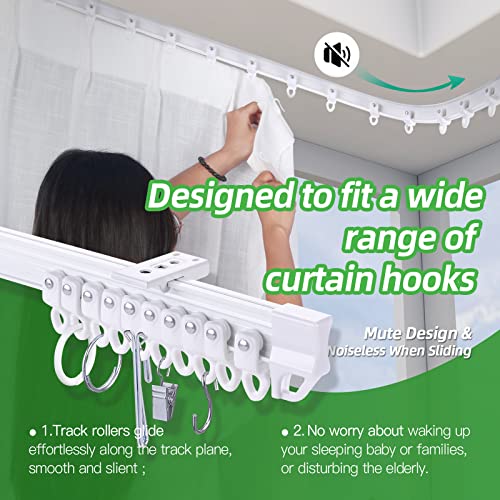 ZSTARR Flexible Bendable Ceiling Curtain Track, 2.5M/8.2FT White Curtain Rail Curved Ceiling Curtain Track Mount for Room Divider, Shower Curtain, L Shape U Shape Bay Windows, RV Curtain Track