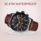 LIGE Mens Watches Chronograph Leather Waterproof Analogue Quartz Stainless Steel Business Classic Men's Wrist Watches, Black Brown, bracelet
