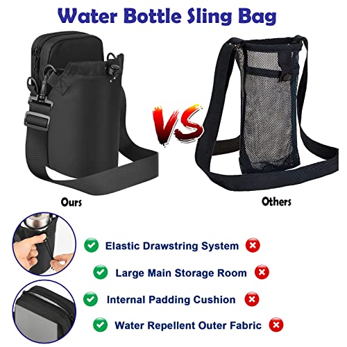 Cosmos Water Bottle Bag Crossbody Bottle Holder Carrier Case Bag Bottle Sling Bag Pouch with Adjustable Shoulder Strap & Pocket, Fits 20 to 60 oz Bottle for Hiking Camping Walking Travel & Fishing