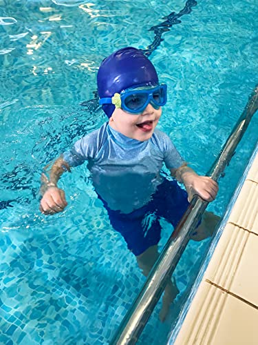 Zoggs Kids' Phantom Mask with UV Protection And Anti-fog Swimming Goggles, Blue/Green/Yellow, 0-6 Years