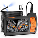 Triple Lens Sewer Inspection Camera with 50FT Semi-Rigid Cable, 1080P HD Endoscope Camera with Light, 5" IPS Screen Industrial Borescope, IP67 Drain Pipe Camera Snake, 32G Storage Card, Carrying Case