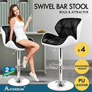 ALFORDSON Bar Stool 4Pcs Adjustable Kitchen Stools Willa Swivel Counter Barstools Black & White Dining Chair in 62-84cm Seat Height for Home Bar Dining Room