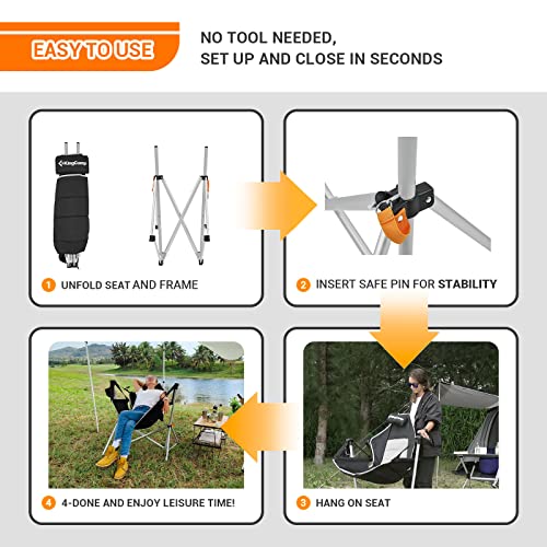 KingCamp 2 Pack Swinging Camping Chair,Lightweight Hammock Camping Chair,Aluminum Alloy Rocker Camp Chair with Headrest Cup Holder Recliner for Outdoor Picnic Beach Sporting Events Concerts Backyard