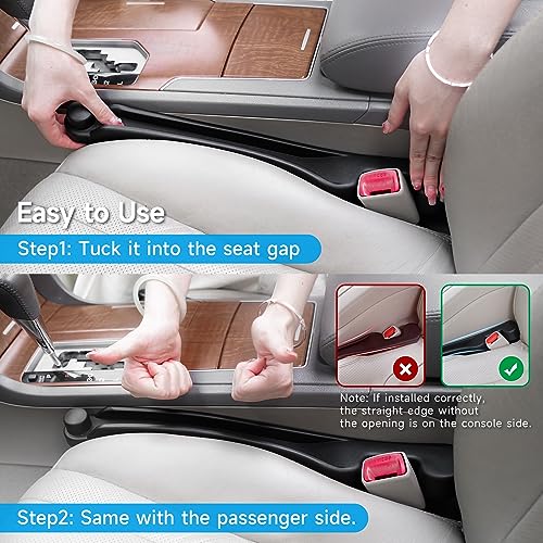 Car Seat Gap Filler Set of 2, Givifive Soft Foam Multifunctional Seat Side Gap Filler with Organizer & Hook Function, 3in1 Gap Stopper Universal Fit Car SUV Truck Fill The Gap Between Seat & Console