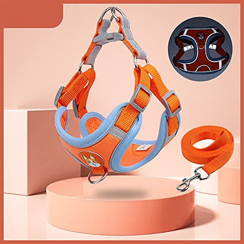 New Reflective Dog Harness for Small Dogs,Soft Suede Puppy Harness and Leash Set,Escape Proof Small Dog and Cat Harness,Step-in Dog Vest Harness for Extra Small,Medium Dogs,Breathable Dog Rope