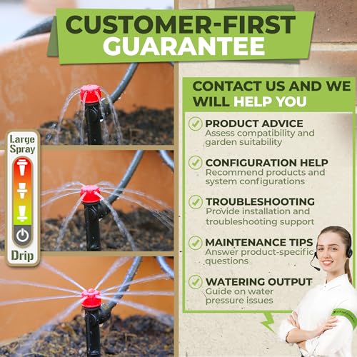 CARPATHEN Drip Irrigation System - Adjustable Quick Connect Irrigation System for Garden, Raised Beds - Complete Garden Watering System Kit - 1/4 Emitters, 1/2" and 1/4" Tubing and Connectors