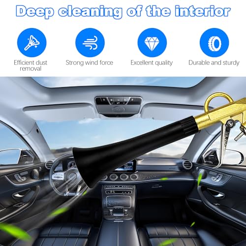 ZPSNDP Car Cleaning Gun Kit, Interior Car Detailing Tools with Nozzle and Dusting Brush, Air Blower for Car Detailing, Car Detailing Air Gun, Air Blower Gun for Car Dry Cleaning (1)