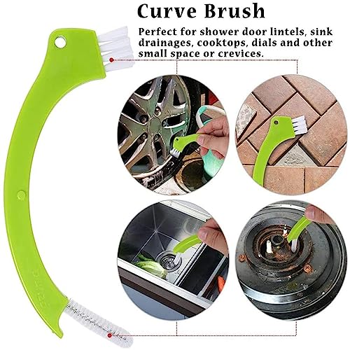 Tile Grout Cleaner Brush, Tile Joint Scrub Brush with Handle, Stiff Cleaning Brush for All of The Household Such as Shower,Bathroom, Kitch, Seams, Floor Lines (4 in 1)