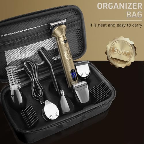 Beard Trimmer for Men, Waterproof Cordless Hair Clipper, Electric Razor Shaver, Mens Grooming Kit for Mustache Nose Body Facial Hair, Rechargeable Beard Trimmer Kit, Gifts for Men (Bronze)