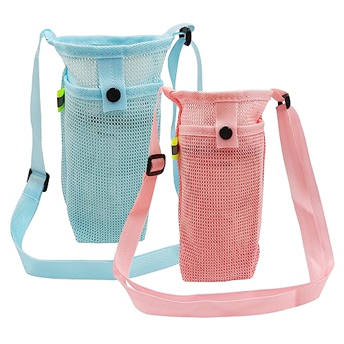 2 Pcs Water Bottle Carrier, FineGood Water Bottle Holder Portable Water Bottle Carrier with Adjustable Shoulder Strap Water Bottle Sleeve for Waling Biking Camping-2 Size