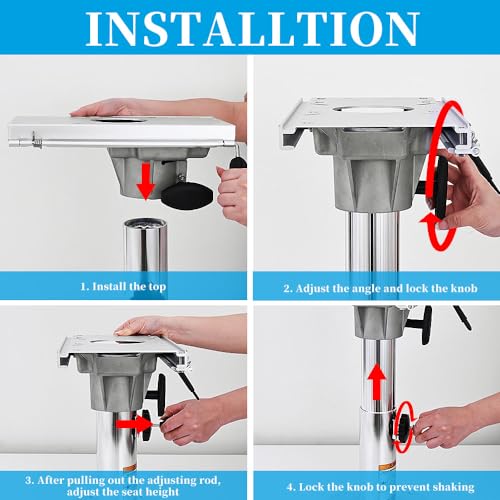 Adjustable Boat Seat Pedestal Height Locking Bases with Slide and Swivel for Locking Boat Seats Captain Chair 13 to 19 Inches Height, Adjustable Boat Seats and Pedestals