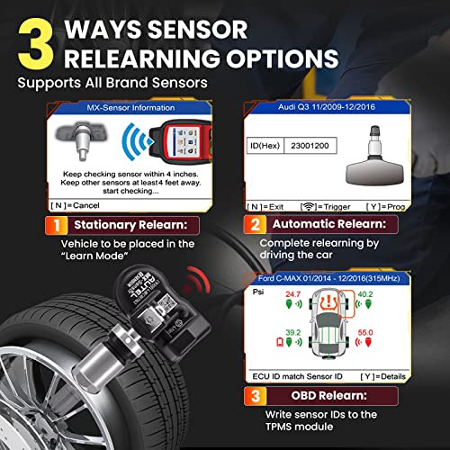 Autel TPMS Relearn Tool MaxiTPMS TS508WF Kit, with $120 4PCS MX-Sensors (315+433Mhz), 2024 Upgraded of TS508/TS501/TS408, One-Click TPMS Diagnose & Reset, TPMS Relearn/Activate, Clear TPMS DTCs