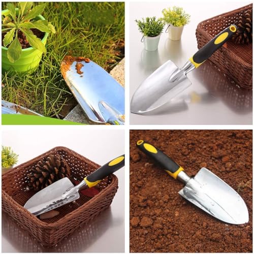 XUTONG Garden Shovel Trowel, Hand Shovel Soft Rubberized Non-Slip Handle for Transplanting Weeding Moving and Smoothing Digging and Planting (Yellow)