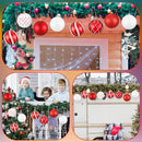 Wettarn Set of 8 Large Christmas Ball Ornaments 6 Inch Glitter Hanging Christmas Plastic Balls Indoor and Outdoor Hanging Christmas Tree Decorations for Lawn Yard Garden Party(Red and White)