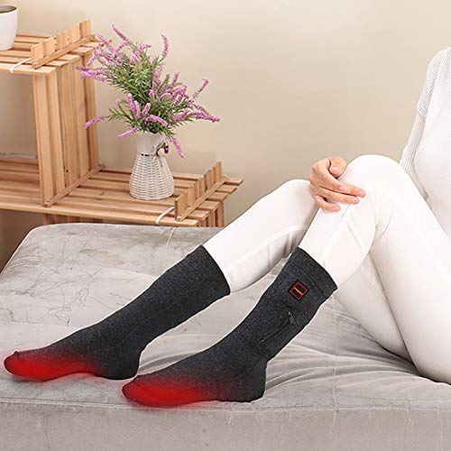 LPCRILLY Rechargeabel Electric Heated Socks,Battery Powered Heating Socks Foot Warmer for Men and Women, Riding Motorcycle Thermal Socks and Bicycle Camping Hiking in Cold Winter Warm Foot (L)