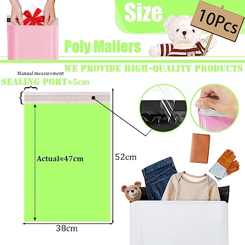 10pcs 38x52cm Green Vinted Postage Bags Mailing Bags for Clothes,Mailing Poly Postal Self Seal Bags,Large Parcel Shipping Bags Strong Packaging Bags Delivery Bags Plastic Envelopes for Posting Clothes