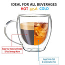 Youngever 2 Pack 250ML Glass Coffee Cups, Espresso Cups, Double Wall Thermo Insulated Coffee Cups, Glass Coffee Mugs