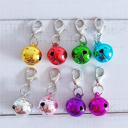 24Pcs Pet Collar Bells, BetterJonny 12mm Jingle Bell with 10Pcs Keychain 8 Colors Small Pet Bells with Clasps Potty Training Charm for Dogs and Cats