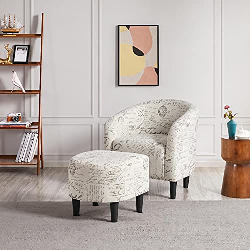 Yaheetech Lounge Chair & Ottoman Modern Chaise Lounge Armchair with Footstool Lounge Reading Chair with Footrest Letter Print