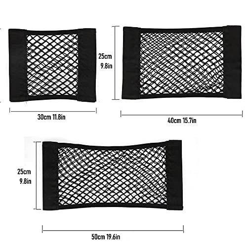 Car Boot Storage Nets, 4 PCS Car Net Pocket Cargo Net, Storage Net Cargo Organizer Stretch Mesh Bag Pocket for Auto SUV RV Black