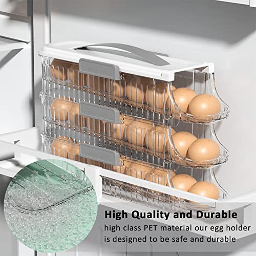 ZeJlo Egg Holder For Refrigerator - Auto Rolling Egg Organizer 3 Layer - Stacked Egg Tray Fridge Egg Storage Container - Hold 21 Eggs
