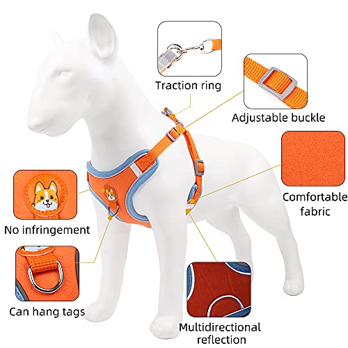 New Reflective Dog Harness for Small Dogs,Soft Suede Puppy Harness and Leash Set,Escape Proof Small Dog and Cat Harness,Step-in Dog Vest Harness for Extra Small,Medium Dogs,Breathable Dog Rope