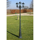 vidaXL Garden Light Post Outdoor Patio Backyard Pathway Walkway Lantern Lamp Decorative Lighting 3-arms 215 cm Dark Green/Black Aluminium