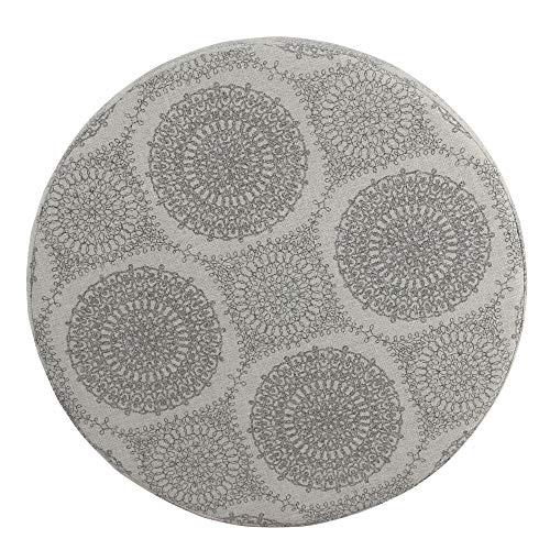 Homepop Home Decor | Upholstered Round Storage Ottoman | Ottoman with Storage for Living Room & Bedroom (Grey Medallion) 24.0 In. X 24.0 In. X 17.0 In.