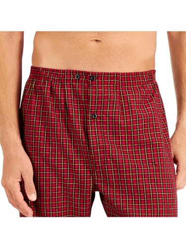 Hanes Woven Plain-Weave Pajama Set, Red Plaid, X-Large