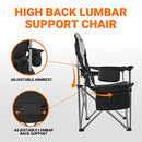 KingCamp Camping Chair Lawn Chair Folding Camping Chairs for Adults Folding Camp Chair With Lumbar Support+Adjustable Armrest+Cooler Bag Cup Holder,Side+Head Pocket,For Picnic, Camp,Fishing,Max 353lbs