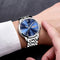 LIGE Watch for Men Fashion Elegant Analog Quartz Watch for Male Casual Waterproof Silver Stainless Steel Calendar Luxury Business Gents Dress Wristwatch Blue Round Dial