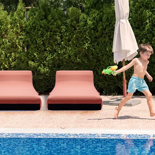 Upholstered Stylish Pool Float Lounger Recliner, Large Floating Chair & Backrest, Heavy Duty Lake, Beach, Adults & Kids - Comfortable Tube, Durable Water Floaty Tanning Lounge - Terracotta