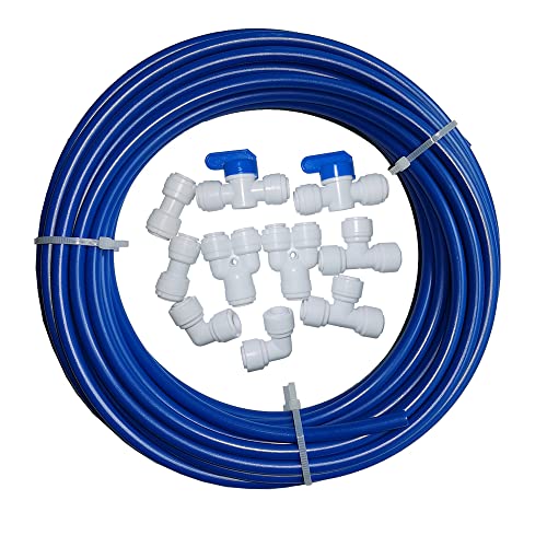 (blue tubing 10 meters) - YZM 10 pcs 0.6cm Quick Connect Push In to Connect Water Purifiers Tube Fittings for RO Water Reverse Osmosis System+10 metres(32 feet) tubing hose pipe . (blue tubing 10 metres)