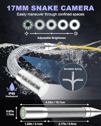 Sewer Camera, 100ft Drain Camera Snake with DVR Function, 4.3" Sewer Snake Camera with Light, 9V 2600mAh Battery Borescope Pipe Camera, Industrial Endoscope for Plumber & Homeowner