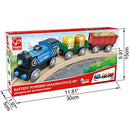 Hape Battery Powered Engine Set | Colorful Wooden Train Set, Battery Operated Locomotive with Working Lamp