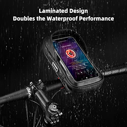 ROCKBROS Bike Phone Mount Bicycle Phone Holder Waterproof and Shockproof Bike Phone Pouch Cell Phone Case Compatible with iPhone 11/12 Pro Max 8 Plus Phones Below 6.8”