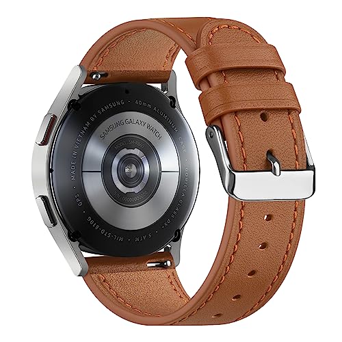 Leather Bands for Samsung Galaxy Watch 4 Band & Galaxy Watch 5 Bands 44mm 40mm/Samsung Galaxy Watch 6 Band 45mm Women/Men, 20mm Soft Leather Bands Replacement Straps