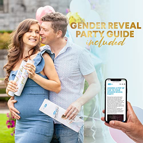 Gender Reveal Confetti Cannon - 2 Pack - Biodegradable Blue Gender Reveal Smoke Bombs for Gender Reveal Party | Gender Reveal Cannons | Baby Gender Reveal Poppers | Boy Gender Reveal Powder Cannon