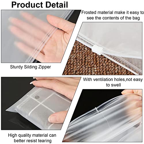 iDopick 40 Pack Frosted Zipper Bags for Clothes, 11.8x15.7In Plastic Packaging Bags, Clear Clothes Packaging Bags, Resealable Clothing Bags with Vent Hole for Shipping Translucent,Travel Storage bag