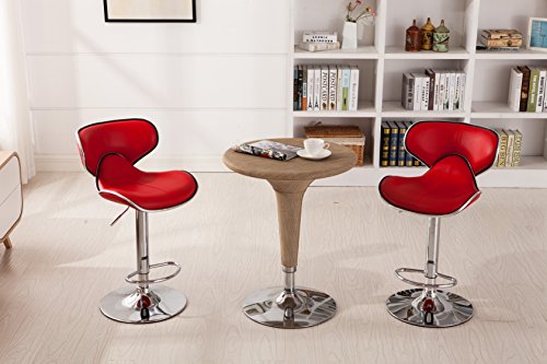 (Red) - Roundhill Furniture Masaccio Cushioned Red Leatherette Upholstery Airlift Swivel Barstool (Set of 2)