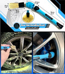 Sudz Budz® Deluxe Wheel Cleaning Set of 6 | No-Scratch, Bendable, Rim Washing Brushes Long/Short, Car Detailing and Tyre Brush, Shine Applicator, Plush Drying Towel. Easy Reach Kit to Detail Wheels