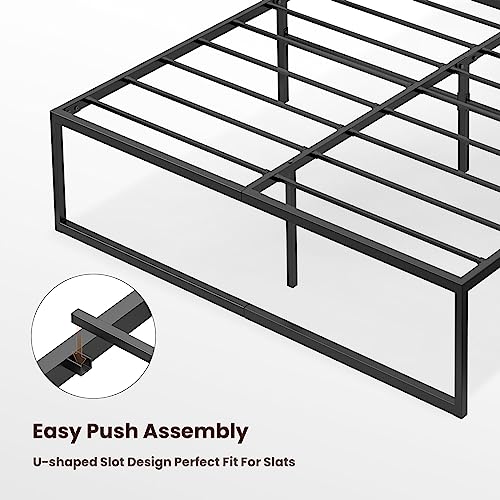 Bed Frame Single Size, All Metal Material Mattress Base, 39cm Large Storage Space Under Platform Bed, Black(91 * 190 * 41cm)