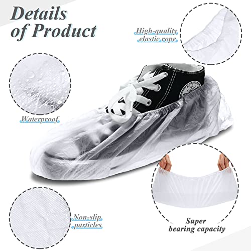 1000 Pcs Disposable Shoe Covers Boot Cover Waterproof Non Slip Shoe Protector Shoe Booties Covers for Indoor Carpet Floor Workplace Protection, One Size Fit Most (White)