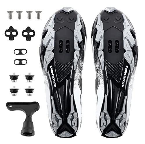 Venzo Mountain MTB Bike Bicycle Men’s Cycling Shoes with Multi-Function Clipless Pedals & Cleats - Compatible with Shimano SPD & Crankbrother System - Size 50