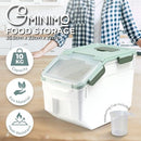 GOMINIMO Multipurpose Food Storage Container with Lids and Cup for Pet Food or Rice Grains - Easy Lock and Unlock, Heat Resistant, 10L, Green