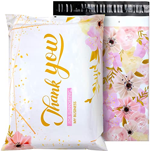 50Pcs Large Poly Mailers 14.5 x 19, Cute Shipping Bags for Small Business Clothing Mailers Poly Bags Poly Mailer Plastic Mailing Bags, Big Polymailers Package Bags Shipping Envelopes Mailers (Flower)