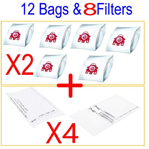 12X Vacuum Cleaner Bags Compatible with Miele FJM Red 3D COMPACT C1 C2 S4 S6 S290 S381 S514 S6210 S251i-1 S255 S255i S256 S291 S291-2 S710-1 S711-1 S712-1 S714 S714-1 S715 S716-1 S717 S718-1 S724 S726