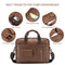 SPAHER Mens Leather Laptop Bag Briefcases for Men 14 Inch Leather Briefcase Business Work Laptop Handbag Shoulder Bag Messenger Bag with Removable Strap