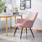 Yaheetech Accent Chair, Modern and Elegant Armchair, Linen Fabric Vanity Chair, Living Room Chair with Metal Legs and High Back for Living Room Bedroom Office Waiting Room, Pink