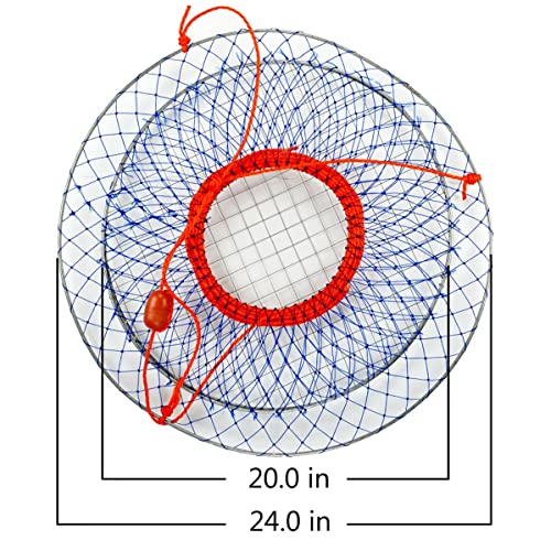 Palmyth Wire Grid Bottom Crab Nets Two Ring Crab Kit with Harness and Bait Clip 24 X 20 X 12
